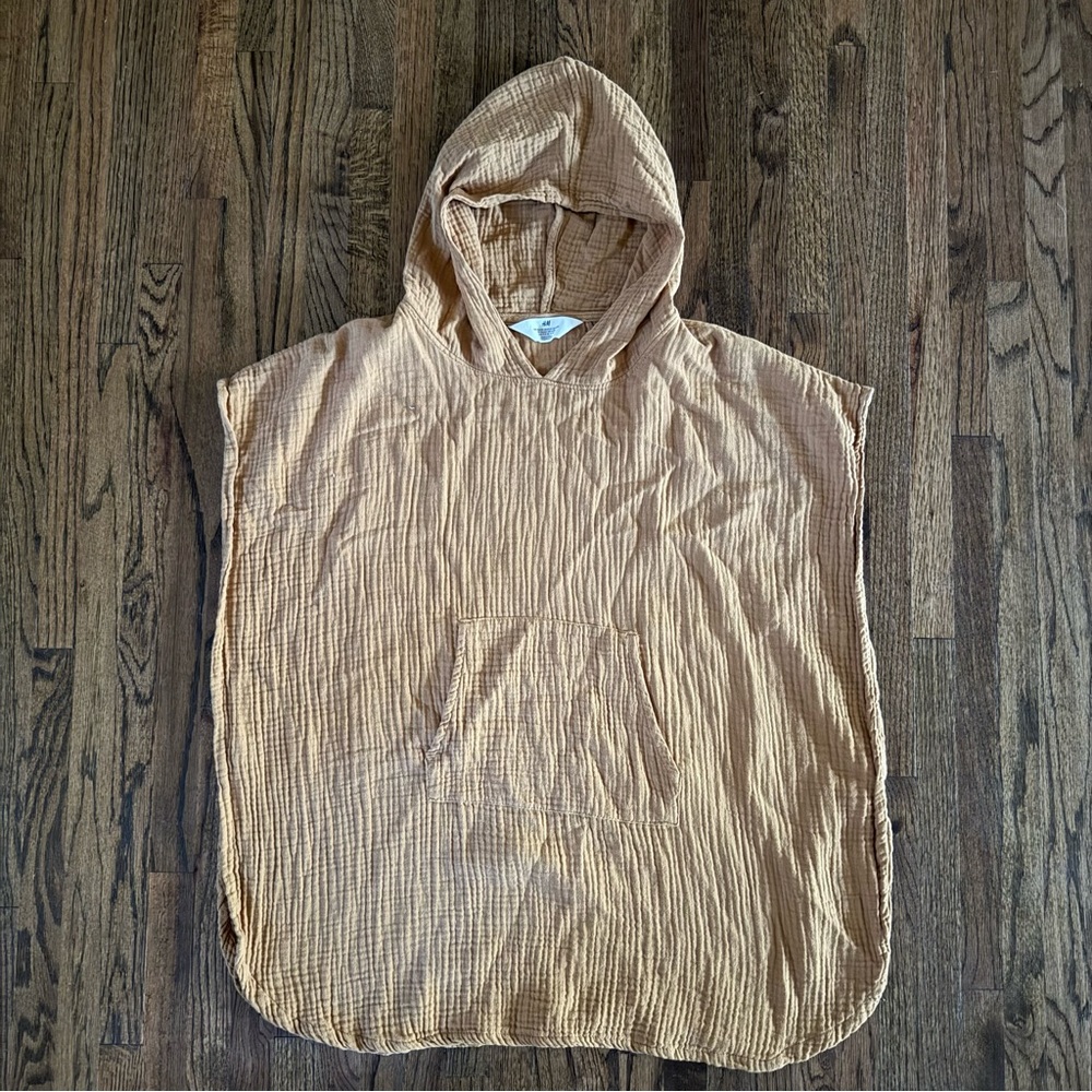 H&M Kids Burnt Orange/Tan Hooded Cover-Up Poncho - Size 5-7
